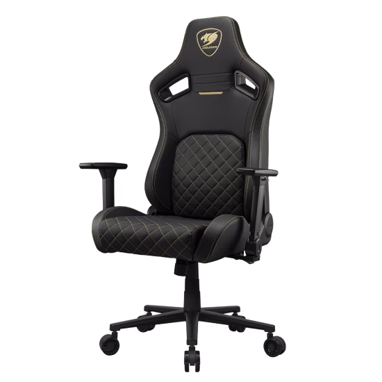 Cougar Defensor Gold Gaming Chair, Hyper-Dura Leatherette, 4D Folding Armrests, Backrest Pocket, Piston Lift Height Adjustment | 3MDFLGLB.0001 thumbnail 2