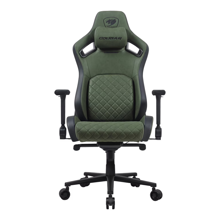 Cougar Defensor S Army Green F Gaming Chair, Leather-like fabric, 4D Folding Armrests, Backrest Pocket, Magnetic Memory Foam Neck Pillow, PushBack Support Lumbar Support, High-Density Molding Foam | 3MDSFGEB.0001 – Buy Online