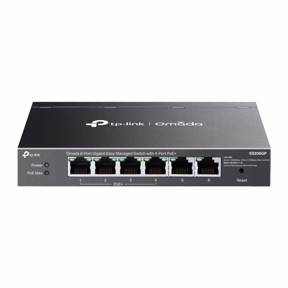 TP-Link Omada ES206GP 6-Port Gigabit Easy Managed PoE+ Switch, 65W Budget,250m Long Range, Cloud Managed – Buy Online