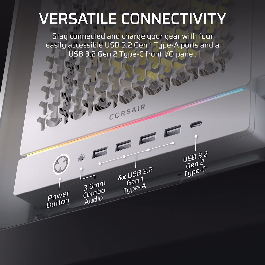 CORSAIR FRAME 5000D RS ARGB White Mid-Tower Case, High-Airflow Design, 4x RS140 Fans, Triple 420mm Radiator Support, White | CC-9011310-WW thumbnail 5