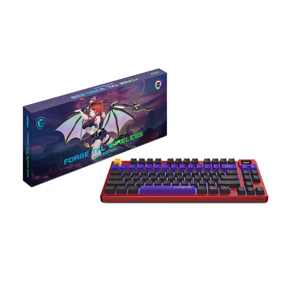 MSI Forge TKL Wireless MLG Edition Gaming Keyboard-Mechanical Linear Switches, Dye-Sublimated PBT Keycaps, Anti-Slip Base, RGB, USB 2.0, Bluetooth, 2.4 GHz | S11-43CEW01-HH9 – Buy Online