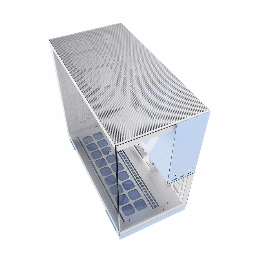 Geometric Future Model 5 White & Blue ATX Tower Case, 5x Preinstalled Fans, Supports 420mm Radiator, E-ATX Motherboard, 20Gbps Type-C |  GEO-M5F-WB thumbnail 4