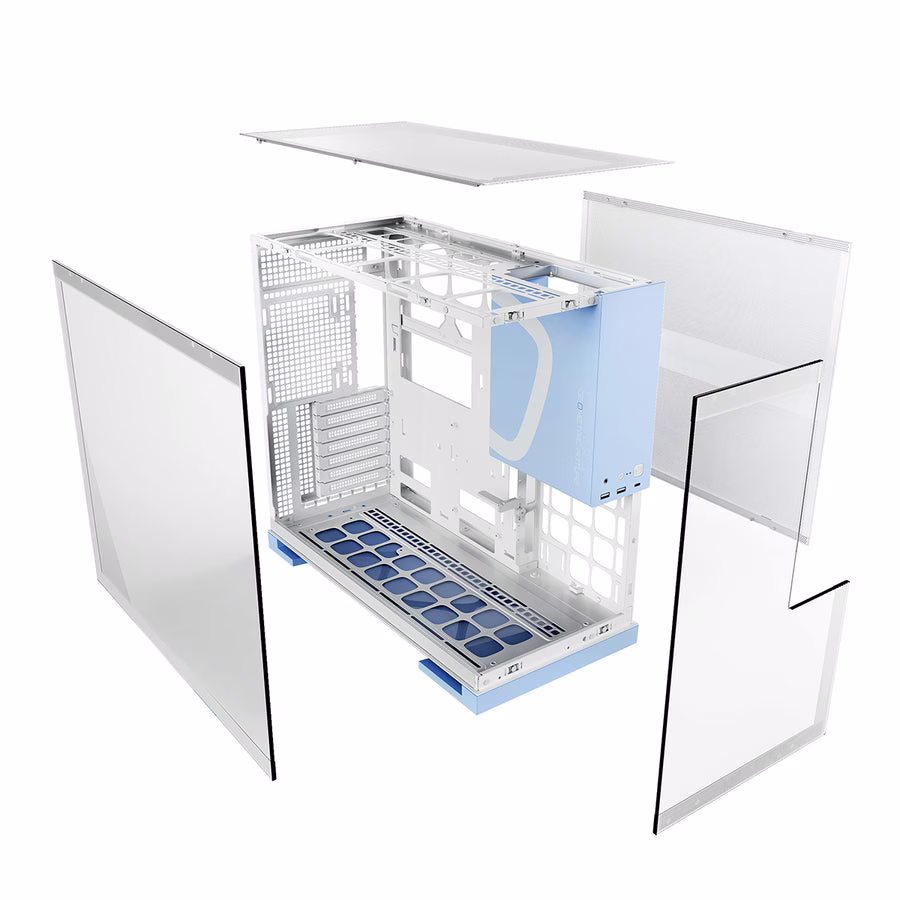 Geometric Future Model 5 White & Blue ATX Tower Case, 5x Preinstalled Fans, Supports 420mm Radiator, E-ATX Motherboard, 20Gbps Type-C |  GEO-M5F-WB thumbnail 5