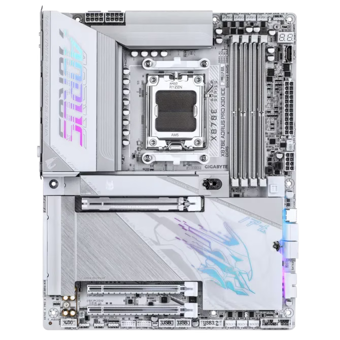 GIGABYTE X870E AORUS PRO X3D ICE Motherboard, AMD AM5, X3D Turbo Mode, Wi-Fi 7, & DDR5-9000 OC, All-White Design | 9MX87EPXE-00-G10 thumbnail 2