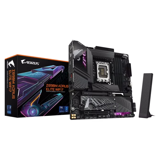 GIGABYTE Z890M AORUS ELITE WIFI7 Motherboard, Intel LGA1851 Core Ultra Support, PCIe 5.0, DDR5, Wi-Fi 7, Dual 2.5G LAN, Micro-ATX, Z890M A ELITE WIFI7 – Buy Online