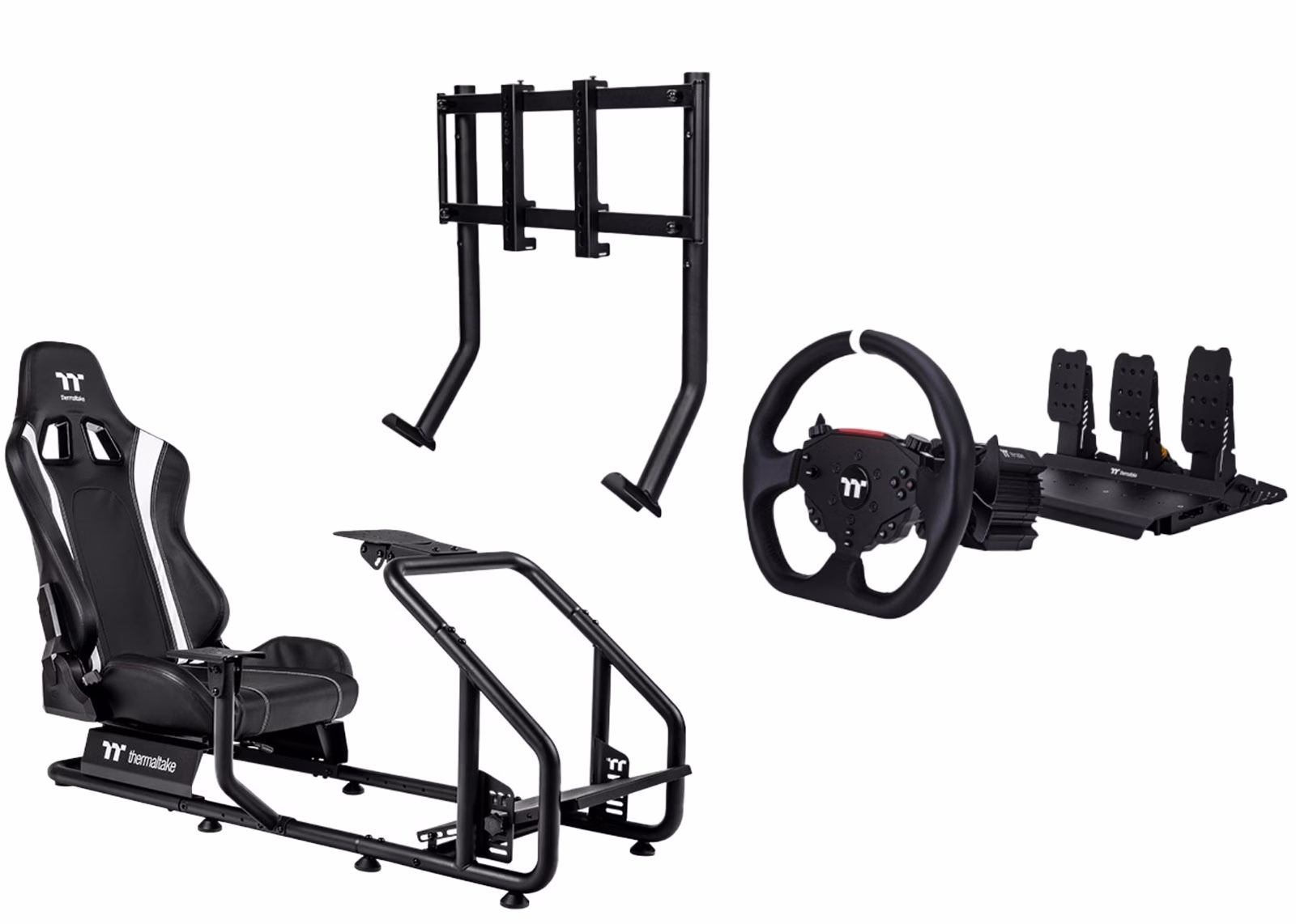 Thermaltake GR300 Professional Racing Simulator Cockpit Bundle | G6 Direct Drive Wheel | Single Monitor Stand | Black Steel – Buy Online