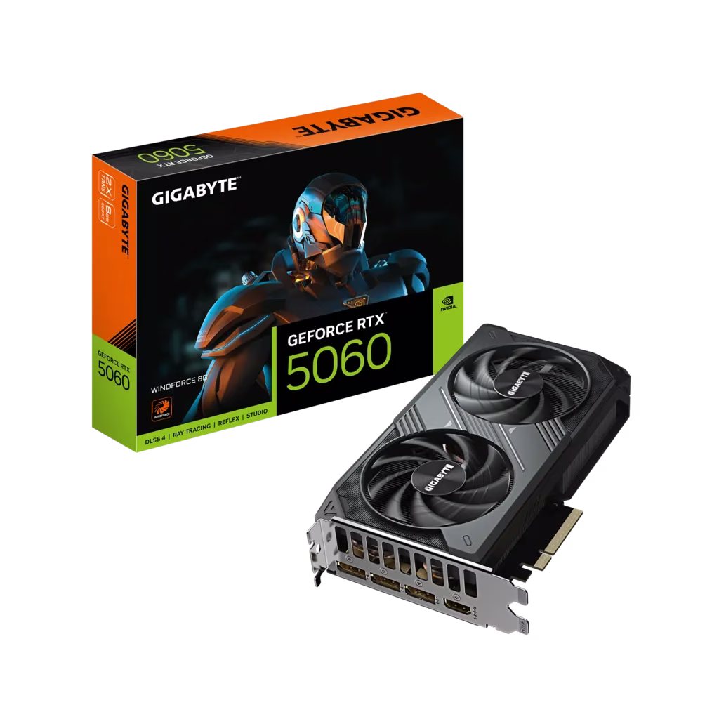 Gigabyte GeForce RTX 5060 WINDFORCE 8GB GDDR7 Graphics Card, 128 bit 28 Gbps, PCIe 5.0, Dual Fan Cooling, Black DLSS4 | GV-N5060WF2-8GD thumbnail 2