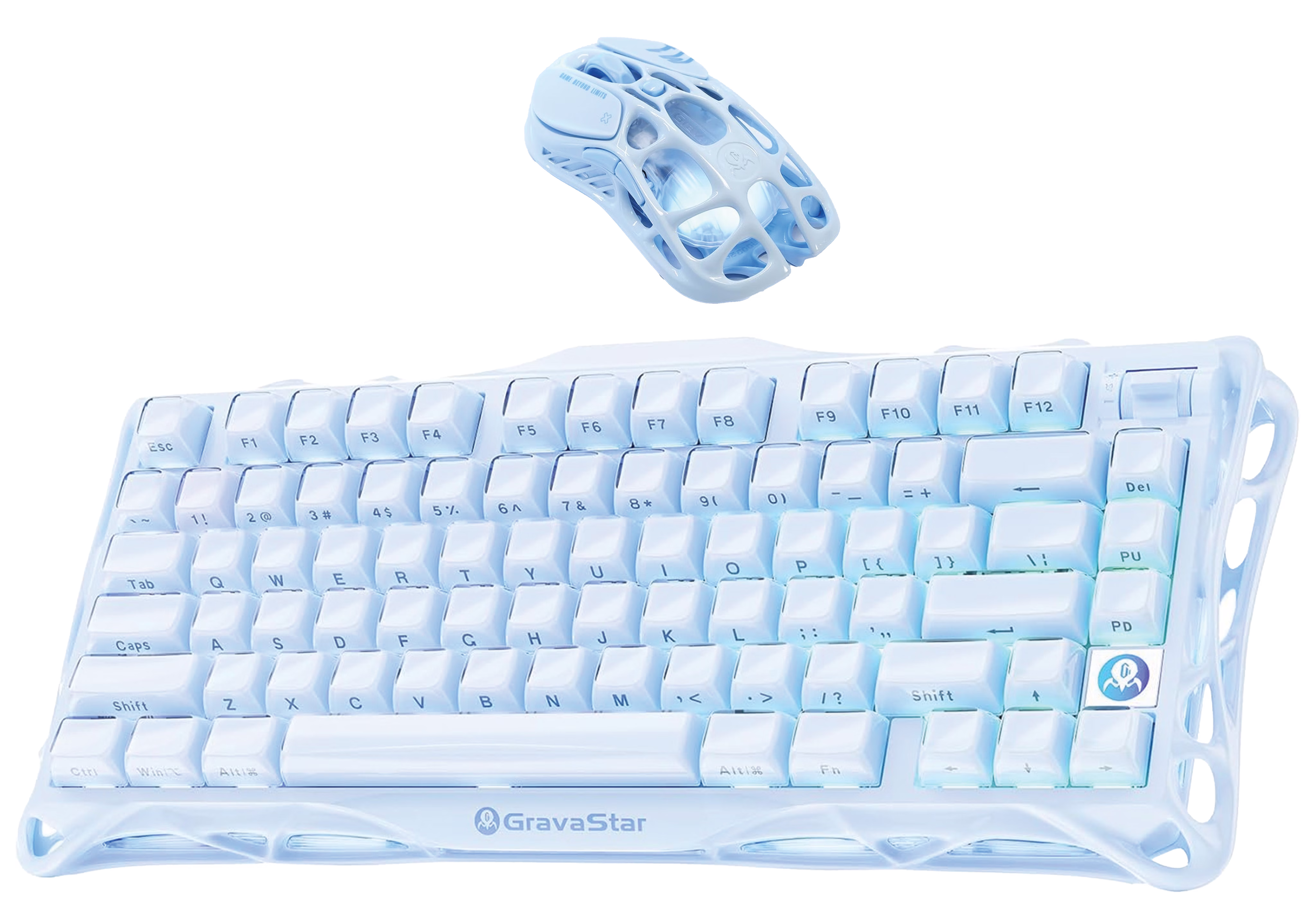 GravaStar Ice Blue Special Edition Gaming Set: Mercury M1 Pro Mouse & Mercury K1 Mechanical Keyboard, Ice Blue – Buy Online