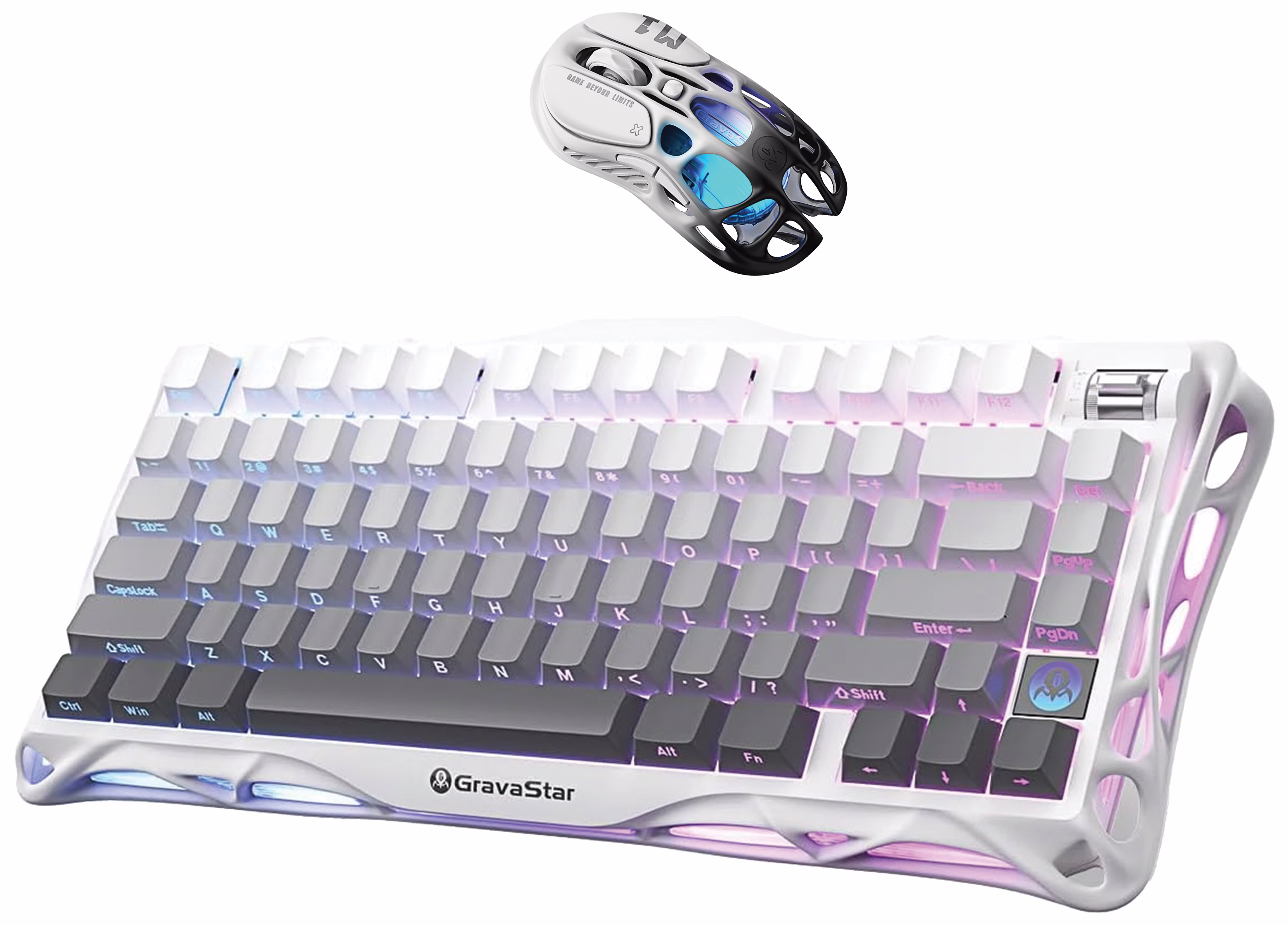 GravaStar Mercury "Contrast Edition" Gaming Set: M1 Pro Gradient Black Mouse & K1 Gradient White Keyboard – Buy Online