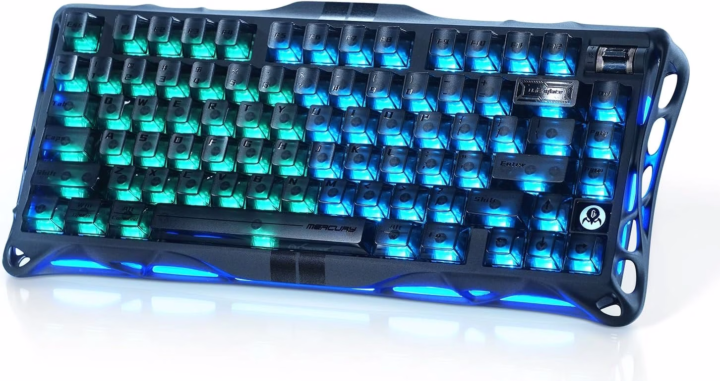 GravaStar Mercury V75 HE Keyboard, Wired USB-C, RGB Backlit, 75% Hall-Effect Magnetic Switch, 8000Hz Polling, Semi-Aluminum Chassis, Stealth Black | V75 HE image