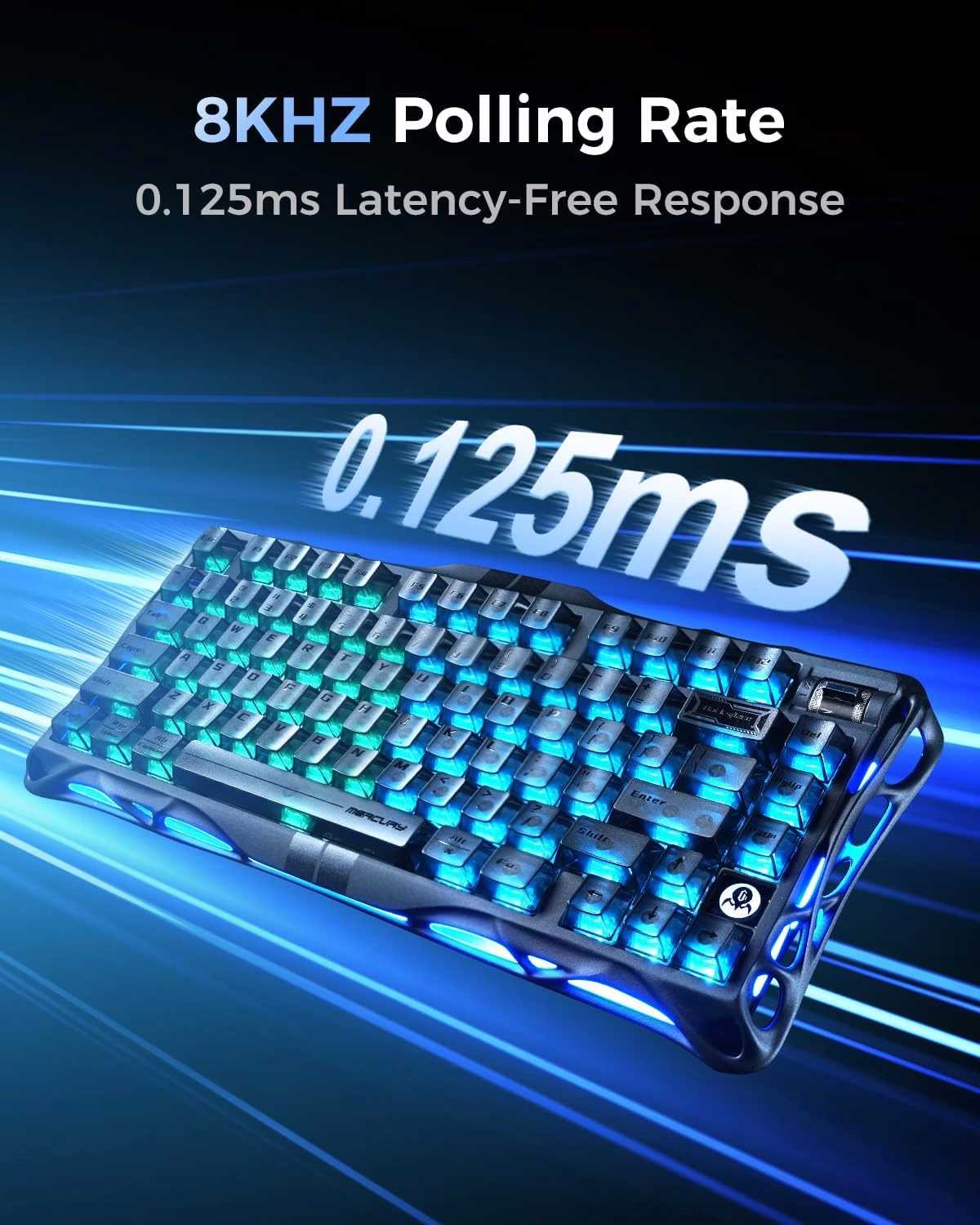 GravaStar Mercury V75 HE Keyboard, Wired USB-C, RGB Backlit, 75% Hall-Effect Magnetic Switch, 8000Hz Polling, Semi-Aluminum Chassis, Stealth Black | V75 HE thumbnail 3