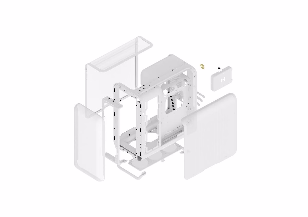 Hyte X50 Air Mid-Tower Case, Snow White, Max Airflow Micro-Mesh Design, Cold-Floor GPU Cooling, E-ATX Support | CS-HYTE-X50A-WW thumbnail 8