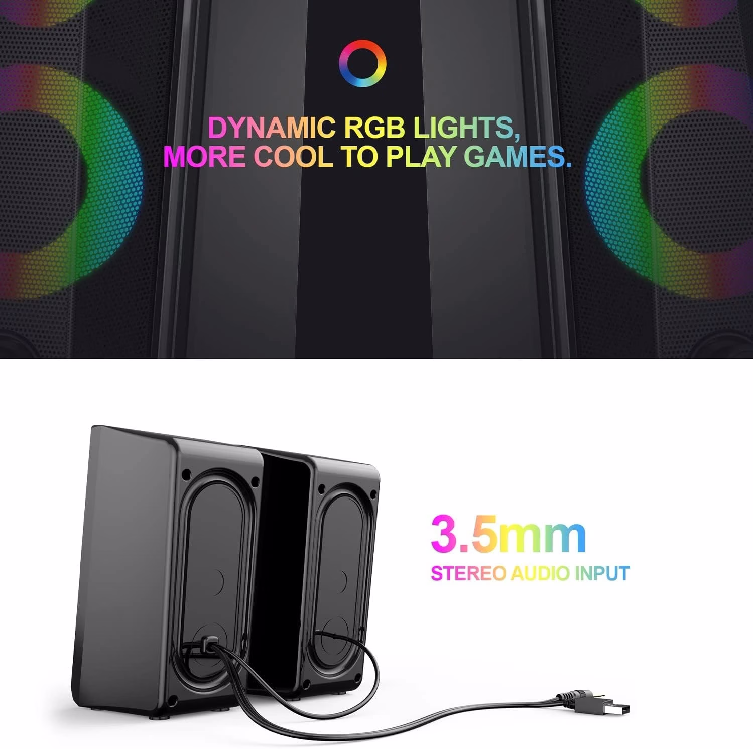 Havit SK202 RGB 2.0 Stereo Electronic Sports Gaming Wired Speakers, Black | HVSPK-SK202-BK thumbnail 3