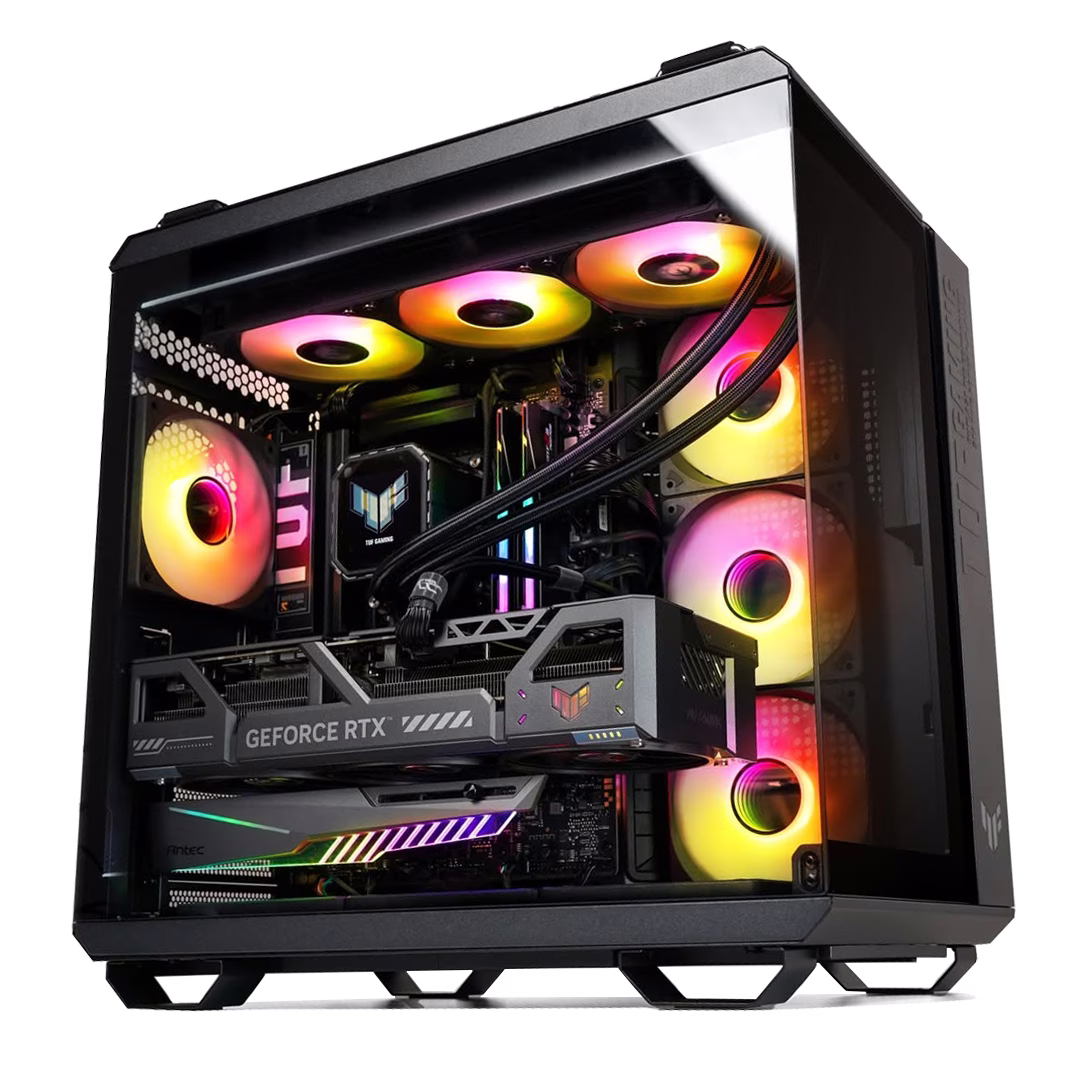Gaming PC Powered By ASUS, AMD Ryzen 9 9950X3D, TUF AMD Radeon RX 9070 XT 16GB GDDR6 OC, 64GB (2x32GB) DDR5-6000 MHz, 9100 PRO 2TB PCIe 5.0 NVMe Up to 14,700 MB/s, LCD AIO Liquid Cooler, 850W – Buy Online