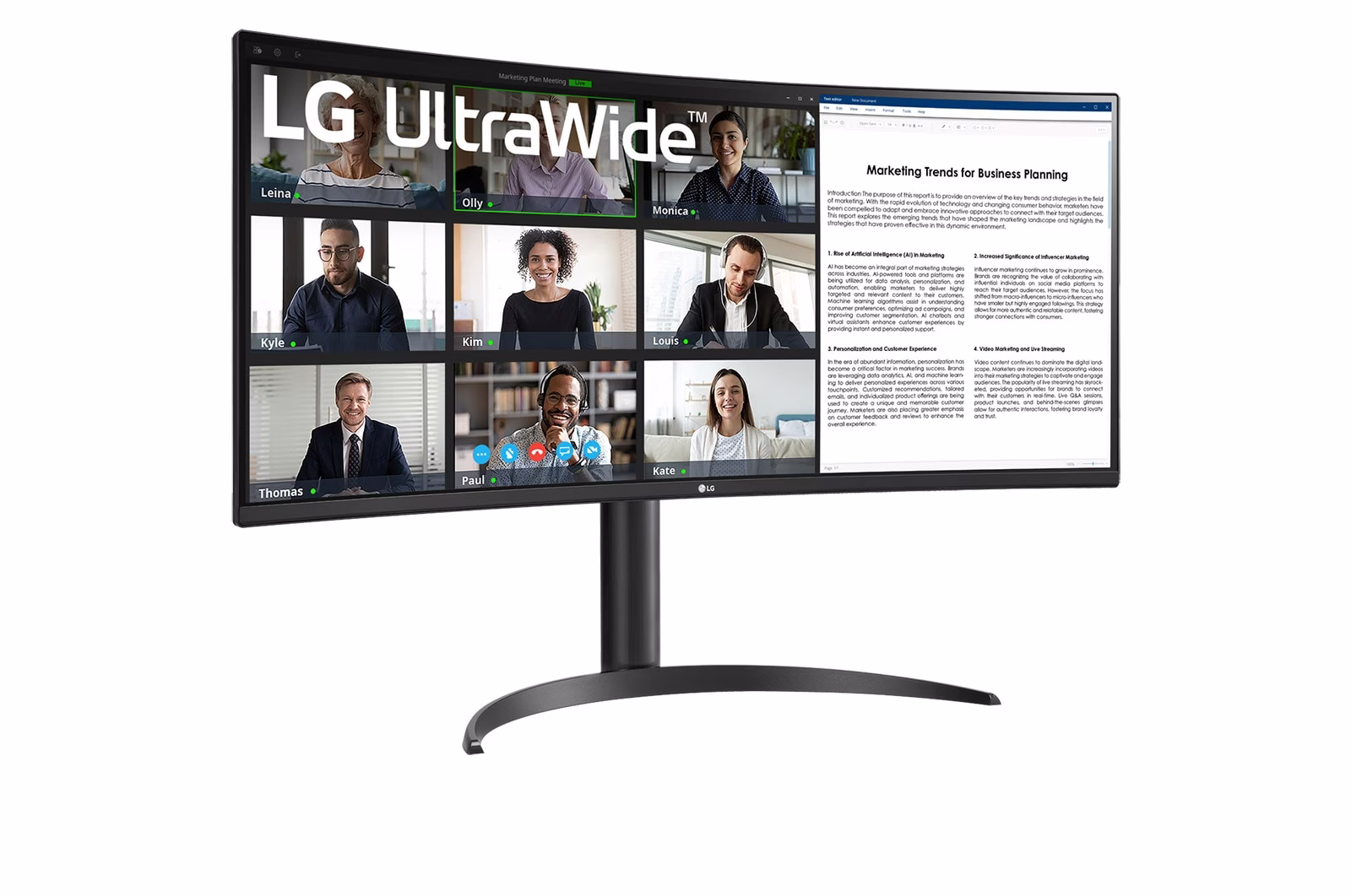 LG 34WR55QK-B 34" Curved UltraWide WQHD Monitor, 100Hz, 3440 x 1440, HDR10, USB-C 65W PD | 34WR55QK-B thumbnail 3