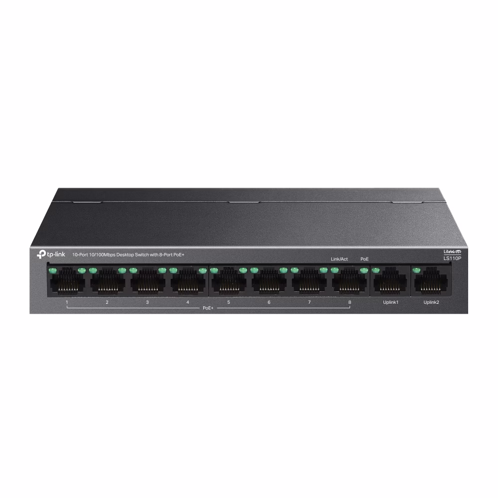 tp-link LS110P 10-Port 10/100Mbps Desktop Switch with 8-Port PoE+ – Buy Online