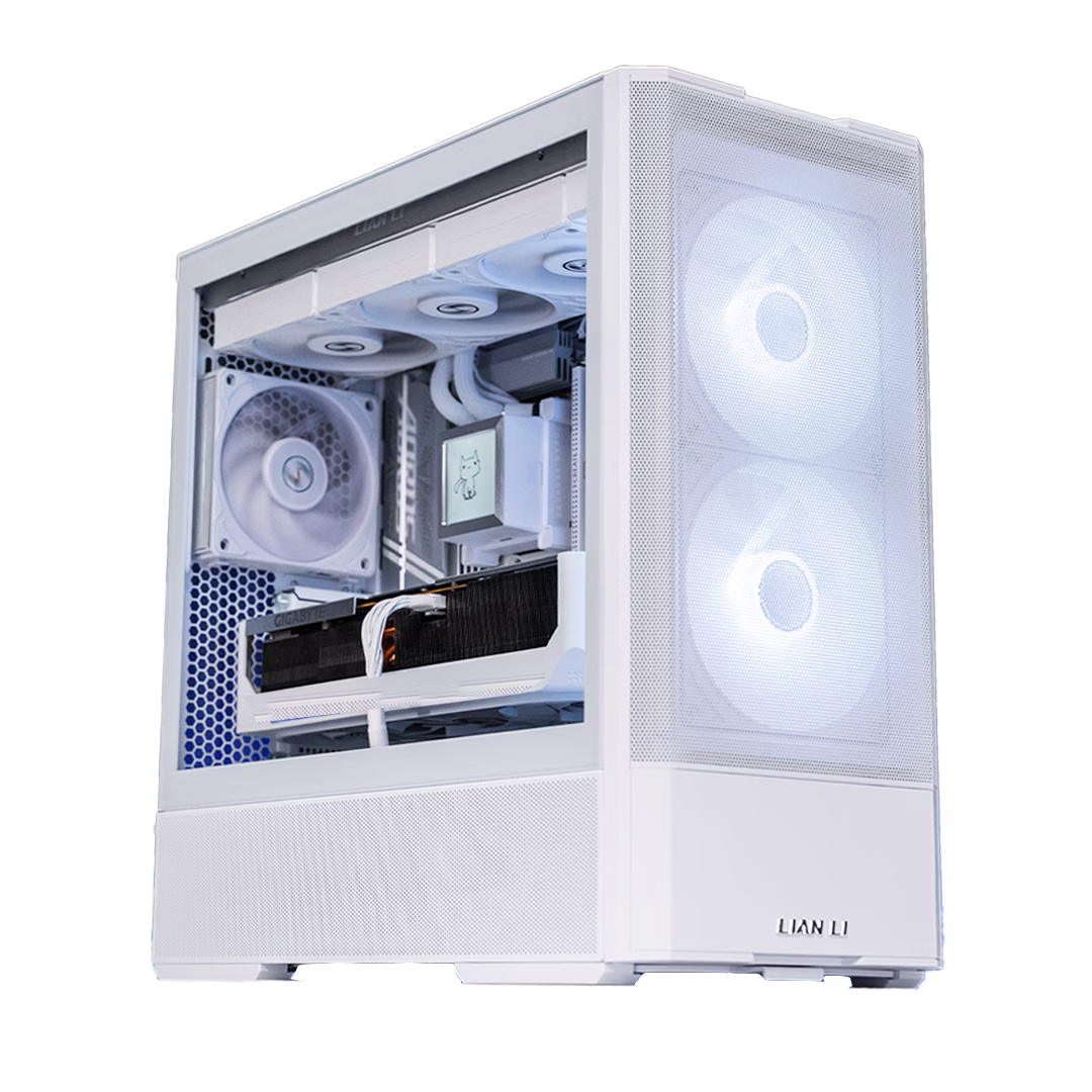 White Gaming PC, AMD Ryzen 7 9800X3D, GeForce RTX 5080 SOLID OC 16GB, 64GB (2×32GB) DDR5 6000MHz, 9100 PRO 2TB PCIe 5.0, 360mm AIO, 1000W – Buy Online