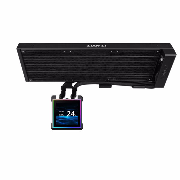 Lian Li HydroShift II LCD-S 360 Fanless AIO Liquid CPU Cooler, 3.4" IPS LCD Display, 3200 RPM Pump, Hidden Tubing Design, Black, | GHS2LCDS36NB thumbnail 3