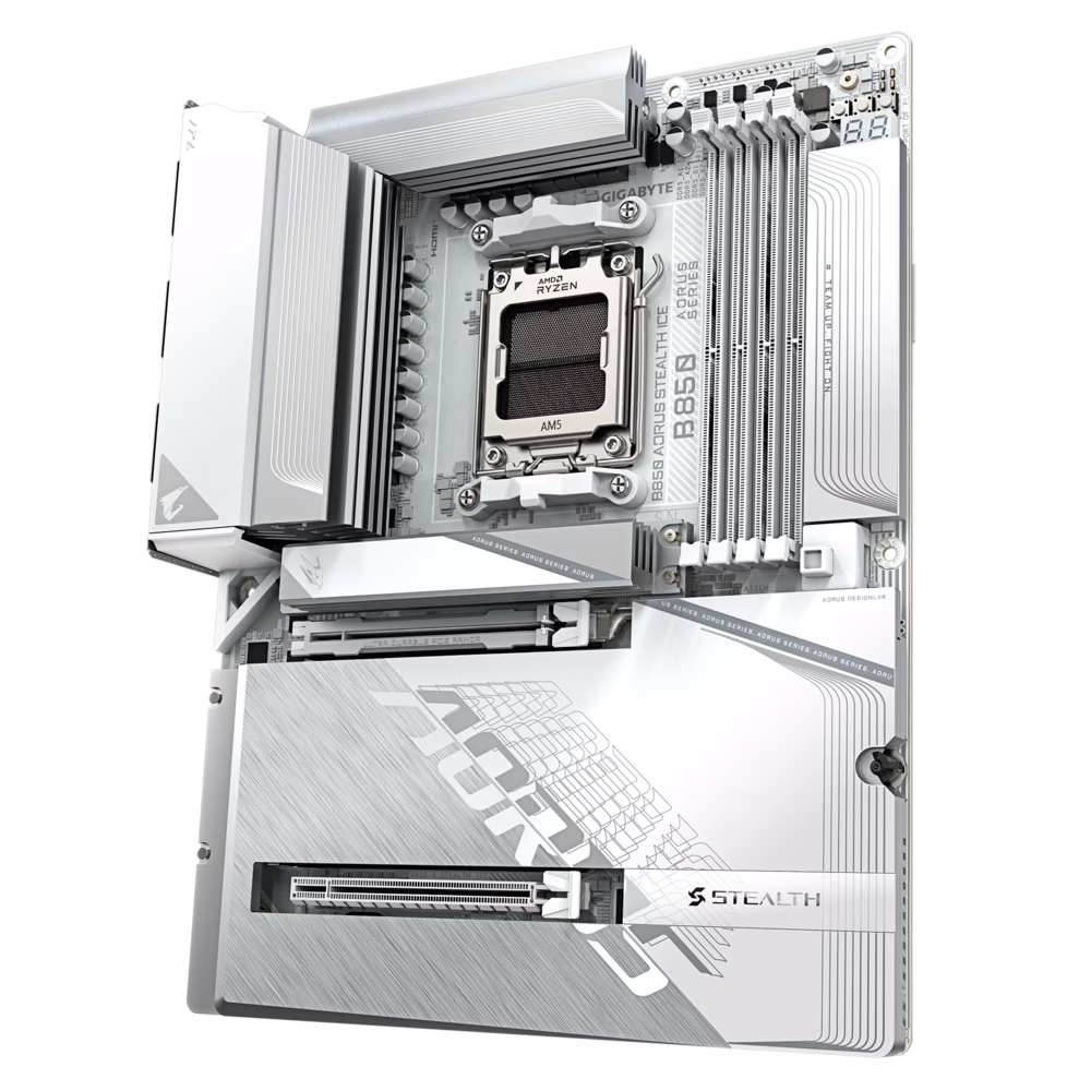 Gigabyte B850 AORUS STEALTH ICE AM5 White Motherboard, 4 x DDR5 DIMM upto 8200(O.C), X3D Turbo Mode, 5GbE LAN, Wi-Fi 7, BT 5.4 | B850 A STEALTH ICE thumbnail 5
