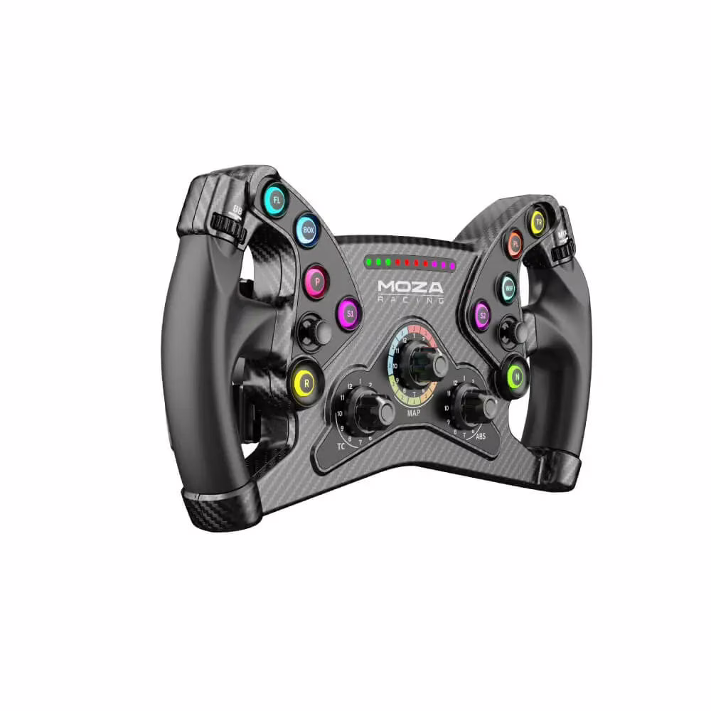 MOZA RS047 KS GT Steering Wheel, 300mm Butterfly Design, Dual-Clutch Hall Sensor Paddles, Carbon Fiber Composite, RGB Buttons thumbnail 5