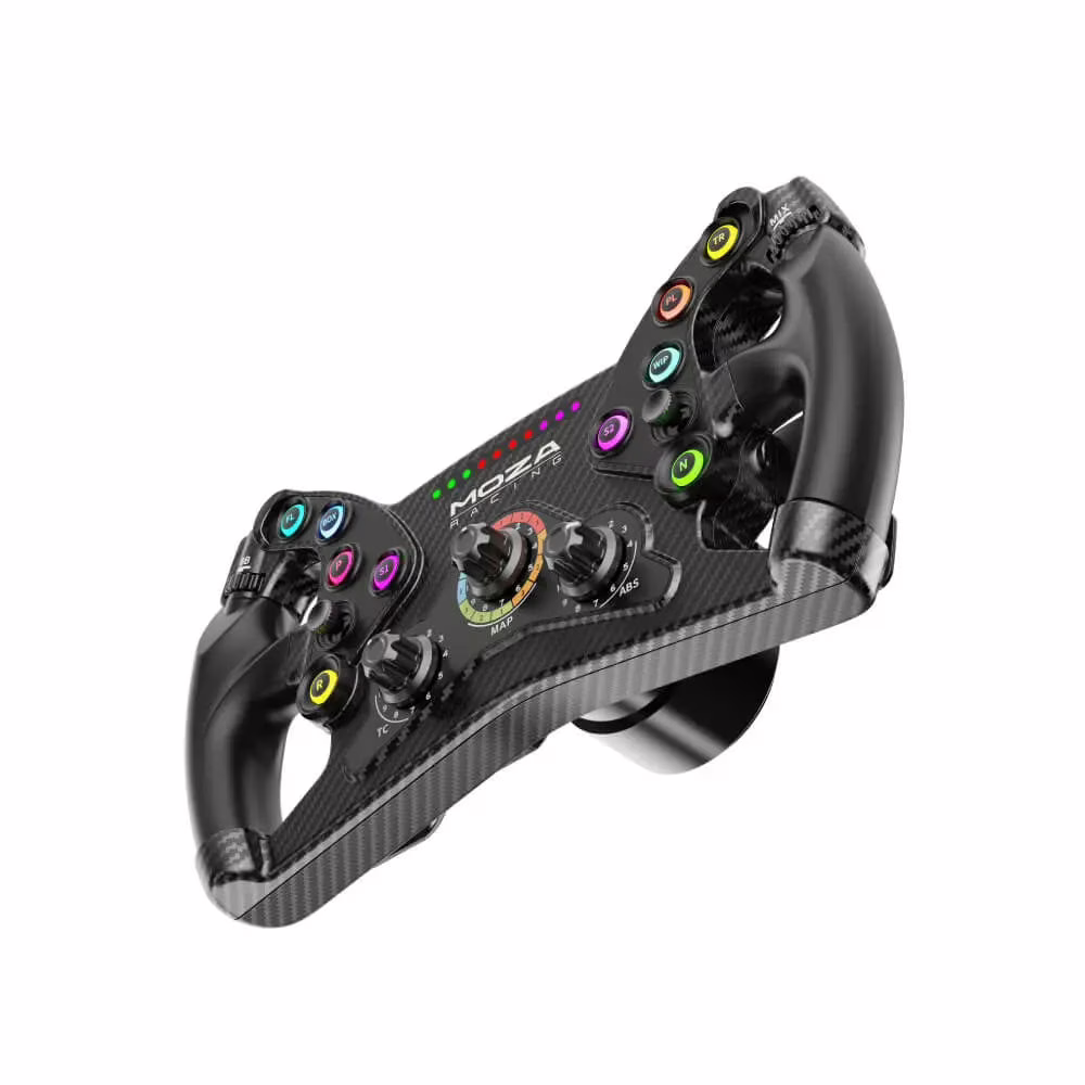 MOZA RS047 KS GT Steering Wheel, 300mm Butterfly Design, Dual-Clutch Hall Sensor Paddles, Carbon Fiber Composite, RGB Buttons thumbnail 4