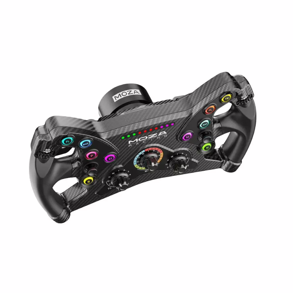 MOZA RS047 KS GT Steering Wheel, 300mm Butterfly Design, Dual-Clutch Hall Sensor Paddles, Carbon Fiber Composite, RGB Buttons thumbnail 3