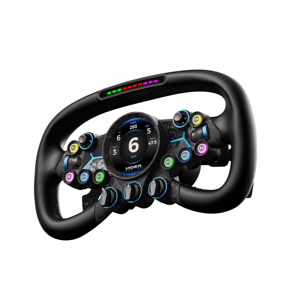 MOZA RS064 Vision GS Wheel, 310mm GT Steering Wheel, 2.85" HD Circular Touch Screen, Carbon Fiber & Aluminum, Dual-Clutch – Buy Online