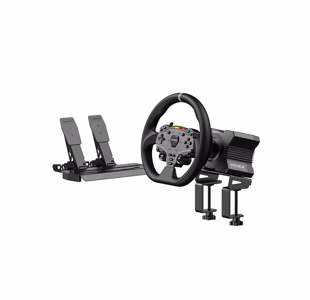 MOZA RS20 R5 Direct Drive Racing Simulator Bundle, 5.5 Nm Torque, ES Steering Wheel, Adjustable Pedals, Microfiber Leather – Buy Online