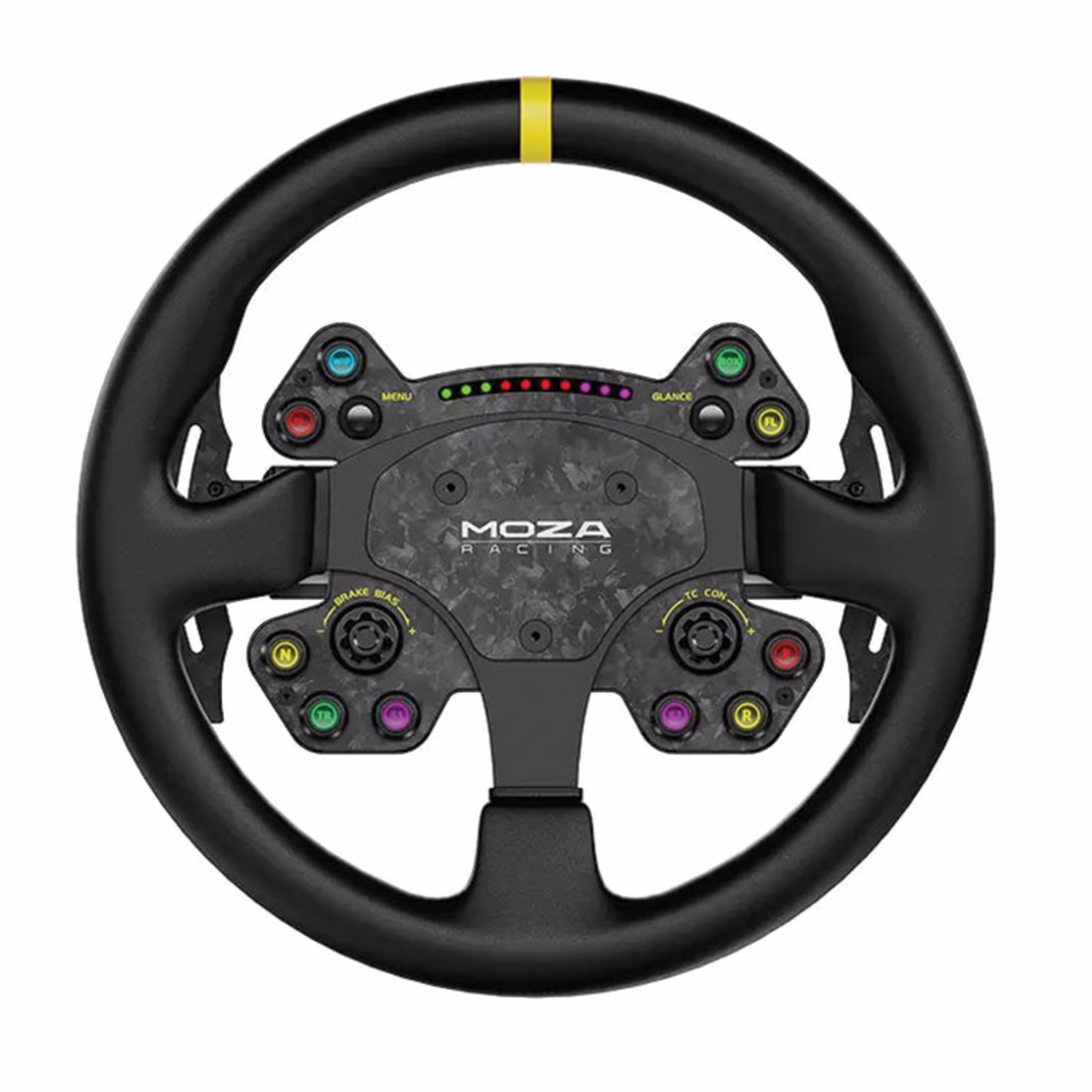 Moza RS25 Racing RS V2 Steering Wheel, 13-inch GT Style, Genuine Leather, Forged Carbon Fiber, Magnetic Shifters – Buy Online