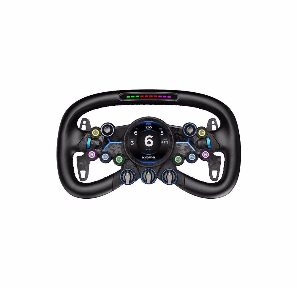 MOZA RS064 Vision GS Wheel, 310mm GT Steering Wheel, 2.85" HD Circular Touch Screen, Carbon Fiber & Aluminum, Dual-Clutch thumbnail 2