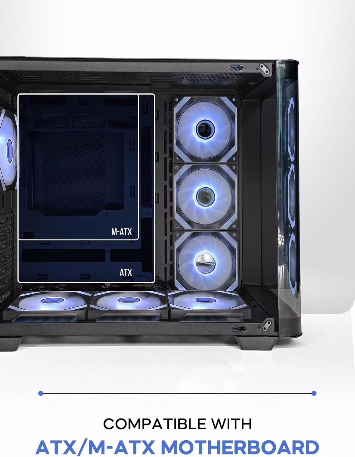 Tortox Curvo Gaming PC Black Case ATX/M-ATX/ITX Gaming PC Case with 7x 120mm ARGB PWM Case Fans, 360MM Radiator Support, Type-C USB Port thumbnail 3