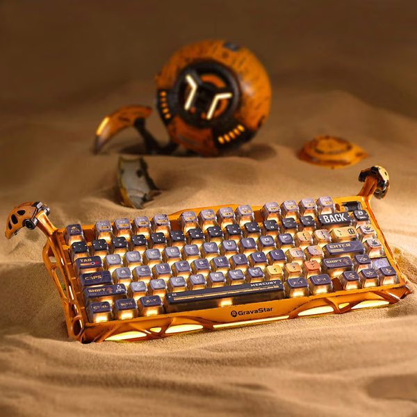 GravaStar Mercury K1 Pro Special Edition 75% Mechanical Keyboard, Battle-Worn Yellow, Tri-Mode Wireless, Aluminum Alloy, Hand-Painted | GS K1 PRO_YLM thumbnail 6