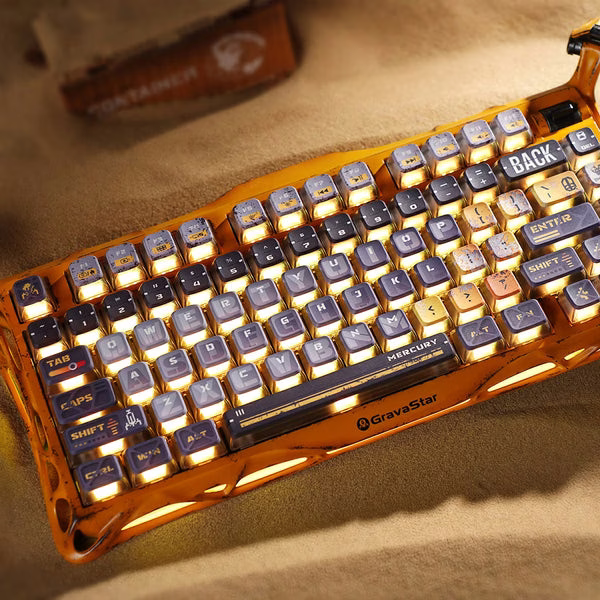 GravaStar Mercury K1 Pro Special Edition 75% Mechanical Keyboard, Battle-Worn Yellow, Tri-Mode Wireless, Aluminum Alloy, Hand-Painted | GS K1 PRO_YLM thumbnail 3