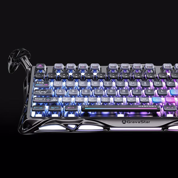 GravaStar Mercury K1 Pro Special Edition, Cyberpunk, 75% Mechanical Keyboard, Tri-Mode Wireless, Aluminum Frame, Pudding Keycaps  | GS K1 PRO_CBLK thumbnail 3