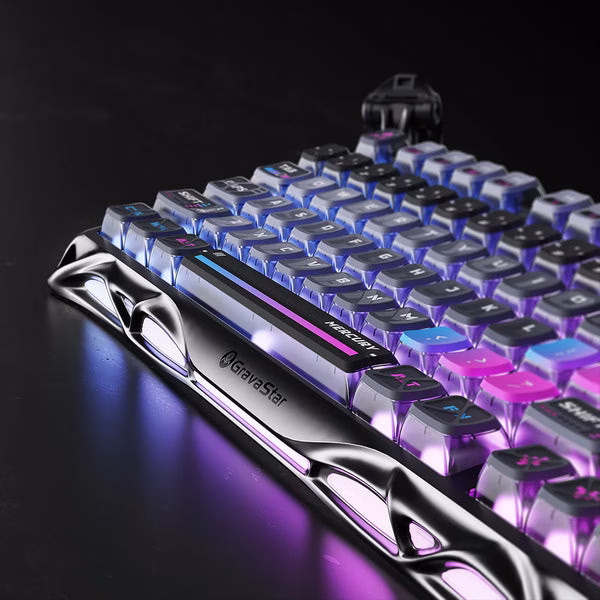 GravaStar Mercury K1 Pro Special Edition, Cyberpunk, 75% Mechanical Keyboard, Tri-Mode Wireless, Aluminum Frame, Pudding Keycaps  | GS K1 PRO_CBLK thumbnail 4