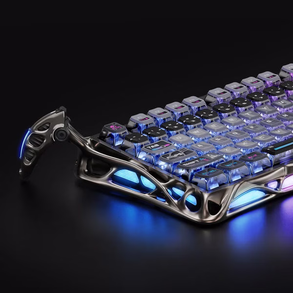 GravaStar Mercury K1 Pro Special Edition, Cyberpunk, 75% Mechanical Keyboard, Tri-Mode Wireless, Aluminum Frame, Pudding Keycaps  | GS K1 PRO_CBLK thumbnail 5
