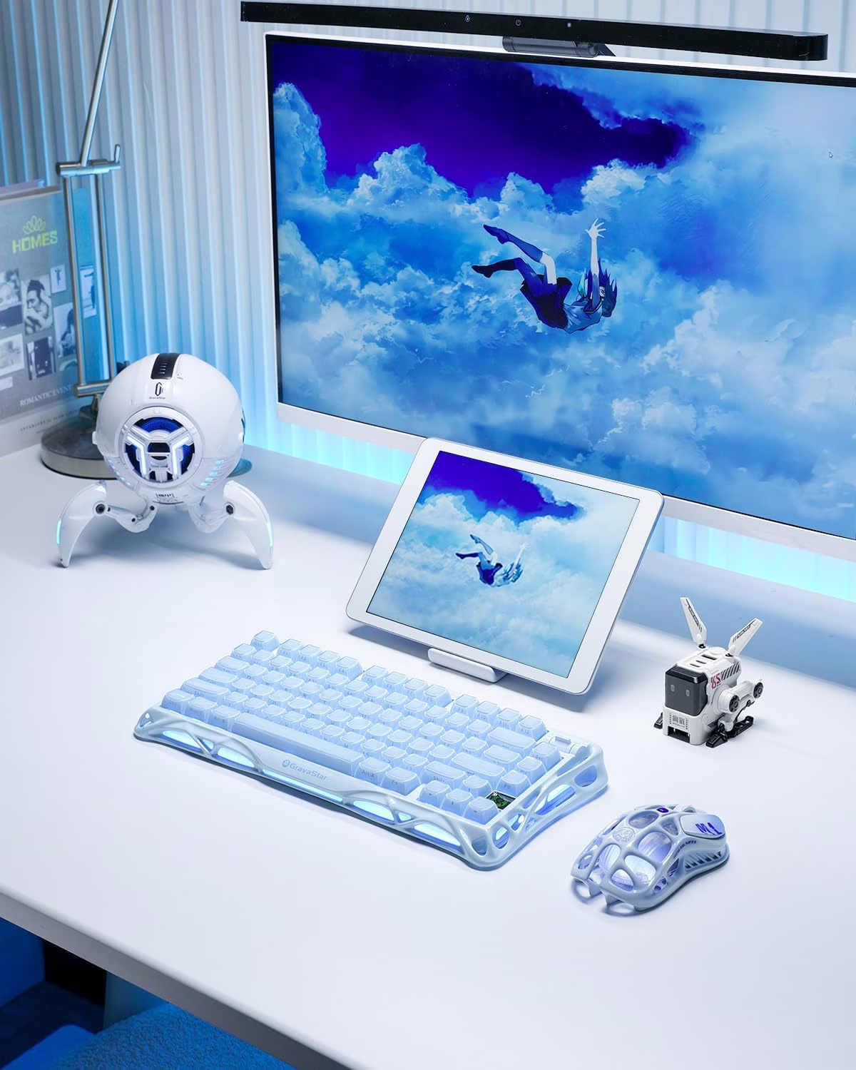 GravaStar Mercury K1 Special Edition Mechanical Keyboard, Ice Blue, 75% Layout, Tri-Mode Wireless, Aluminum Frame, Gasket Mount | GS K1_BLU thumbnail 4