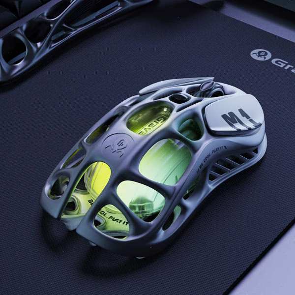GravaStar Mercury M1 Pro Wireless Gaming Mouse, Silver Mist Battle-Worn Edition, Magnesium Alloy, 4K Hz Polling, 26K DPI, PAW3395 | M1 PRO_GRYM thumbnail 4