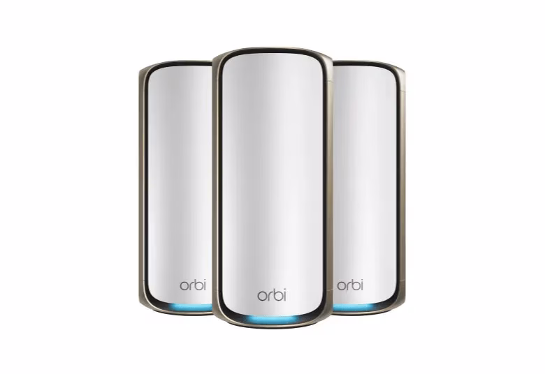 NETGEAR Orbi 970 Series Quad-Band WiFi 7 Mesh System (RBE973S), BE27000 Speeds up to 27Gbps, Covers 10,000 sq. ft., 10 Gig Internet & LAN Ports, 3-Pack Router + 2 Satellites | RBE973S-100EUS – Buy Online