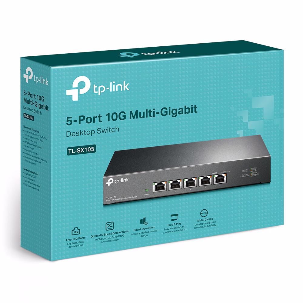tp-link TL-SX105 5-Port 10G Desktop Switch, 5x 10-Gigabit ports, Plug and Play thumbnail 5