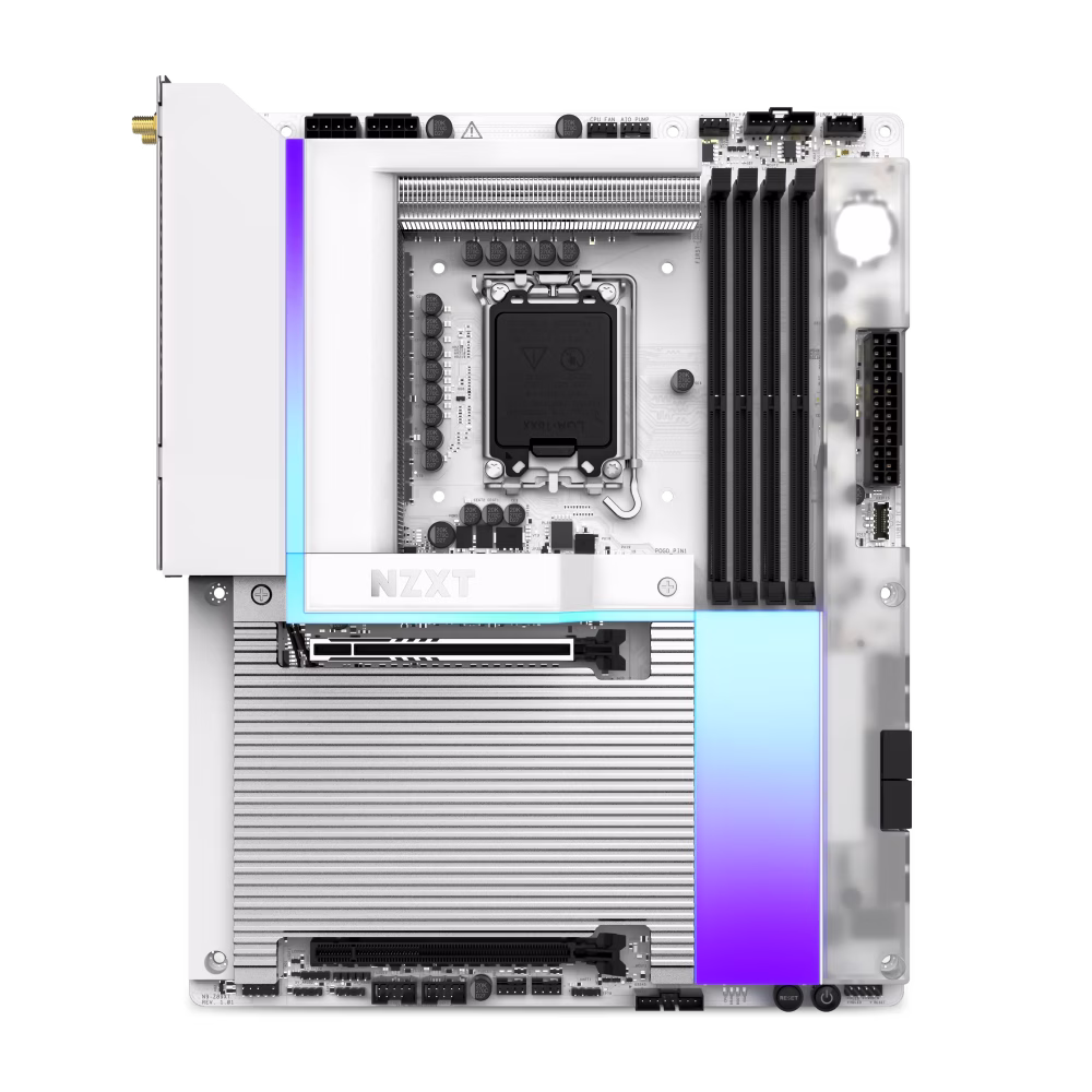 NZXT N9 Z890 Gaming Wi-Fi 7 White ATX Motherboard, Intel LGA 1851, Core Ultra (Series 2) Ready, DDR5 8000+ MT/s, PCIe 5.0,Dual Thunderbolt 4, 5GbE LAN, Full Metal Shroud | N9-Z89XT-W1 – Buy Online