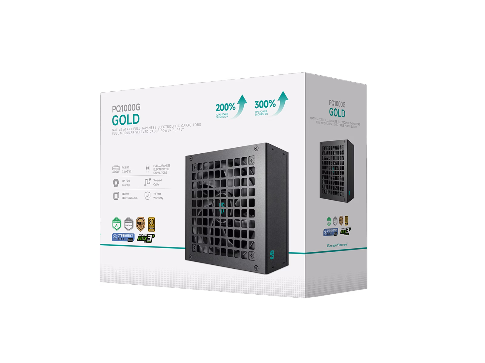 DeepCool Gamerstorm PQ1000G 1000W ATX 3.1 Power Supply (PSU), PCIe 5.1 12V-2x6 (450W), Full Modular, 80 PLUS Gold, FDB (Fluid Dynamic Bearing), Black | R-PQA00G-FD1B-JGUK-V1 thumbnail 2