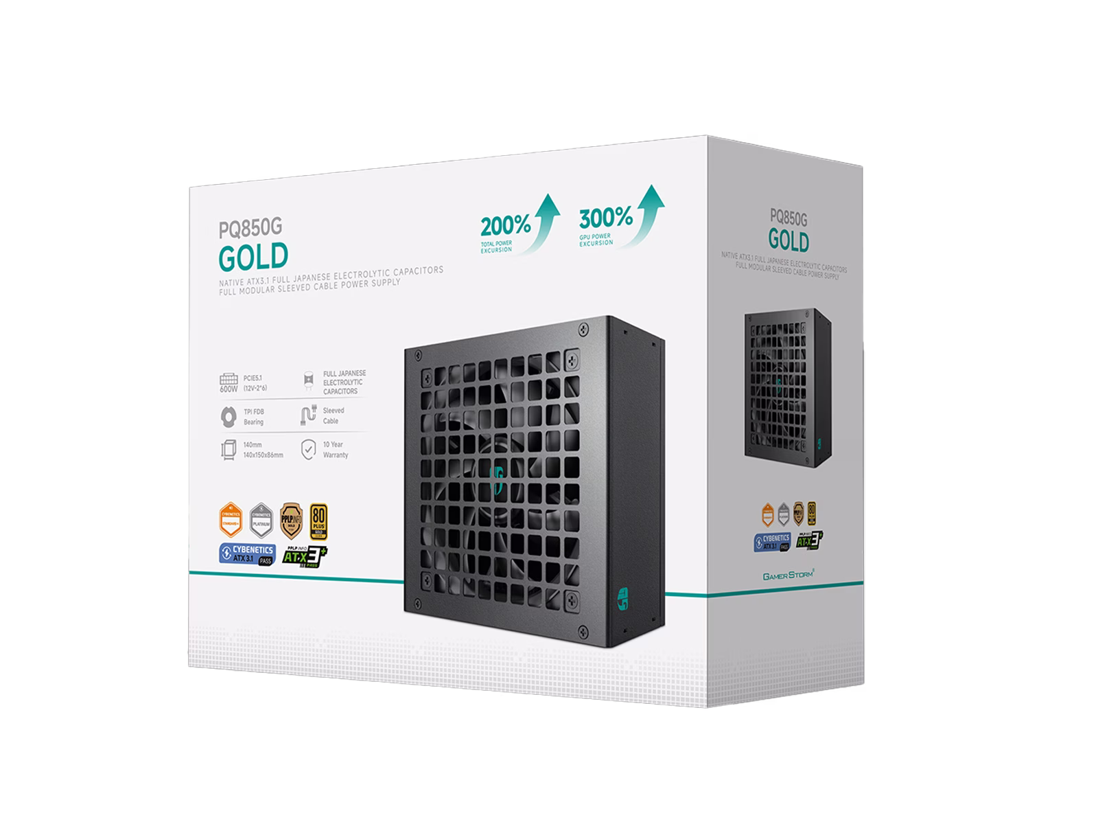 DeepCool Gamerstorm PQ850G 850W ATX 3.1 Powersupply (PSU), PCIe 5.1 12V-2x6, Full Modular, 80 PLUS Gold, FDB (Fluid Dynamic Bearing) | R-PQ850G-FD1B-JGUK-V1 – Buy Online
