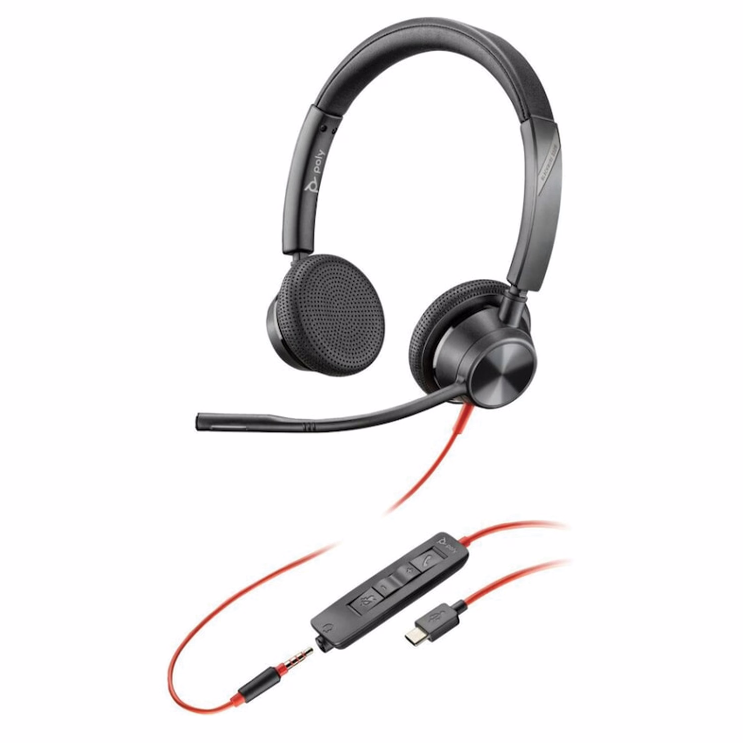 Poly Blackwire 3325 Stereo USB-C Headset +3.5mm Plug +USB-C/A Adapter, Noise cancelling Microphone | 8X221AA – Buy Online