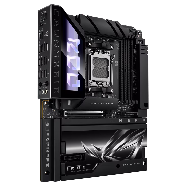 ASUS ROG CROSSHAIR X870E HERO BTF AM5 Motherboard, Hidden-connector Design, Graphics Card High-power Slot Delivering up to 600W, 3x M.2 slots, PCIe 5.0 x16 slots, DDR5 Max. 256GB, NitroPath DRAM Technology, AEMP, WIFI 7, USB4,  Overclocking,  AI Cooling II |  90MB1MX0-M0EAY thumbnail 3