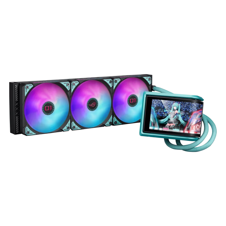 ASUS ROG RYUO IV 360 ARGB Hatsune Miku Edition AIO 360mm Curved-screen Cooler, 6.67-inch 2K AMOLED Display, 2650±10%RPM Fan Speed & 5.45mmH2O Air Pressure | 90RC01P1-B0EAY0 thumbnail 2