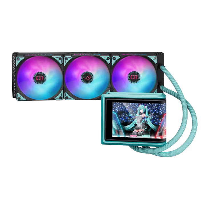 ASUS ROG RYUO IV 360 ARGB Hatsune Miku Edition AIO 360mm Curved-screen Cooler, 6.67-inch 2K AMOLED Display, 2650±10%RPM Fan Speed & 5.45mmH2O Air Pressure | 90RC01P1-B0EAY0 thumbnail 3