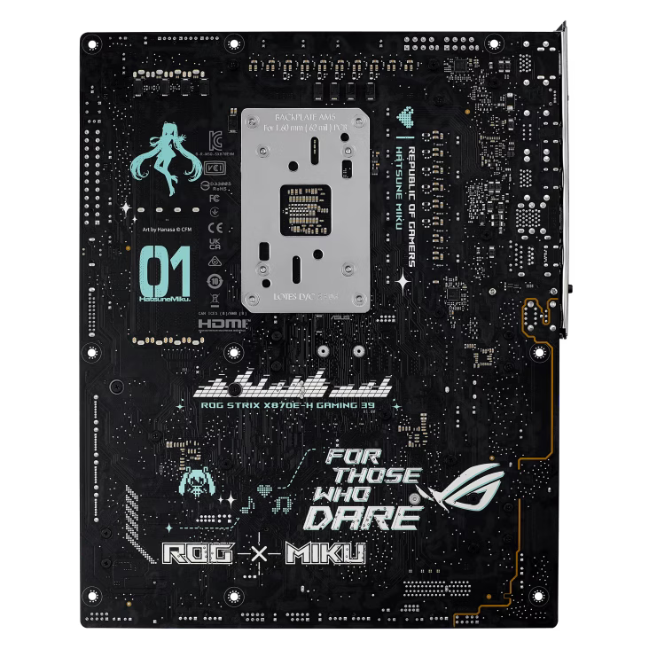 ASUS ROG STRIX X870E-H GAMING WIFI7 Hatsune MIKU Edition AM5 ATX Motherboard, 4x DIMM DDR5 8000+ MT/s (OC), PCIe 5.0 x16 slot, USB4 Type-C, 5Gb Ethernet, Bluetooth v5.4 | 90MB1MA0-M0EAY0 thumbnail 9