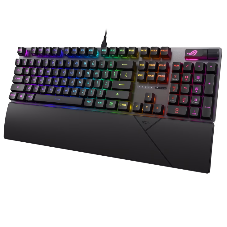 ASUS ROG Strix Scope II RX Gaming Keyboard, Pre-lubed ROG RX Optical Switches, IP57, Sound-dampening Foam, PBT Doubleshot Keycaps, Streaming Hotkeys, Multi-function Controls, Three Tilt Angles, Wrist rest | 90MP0350-BKCA00 thumbnail 2