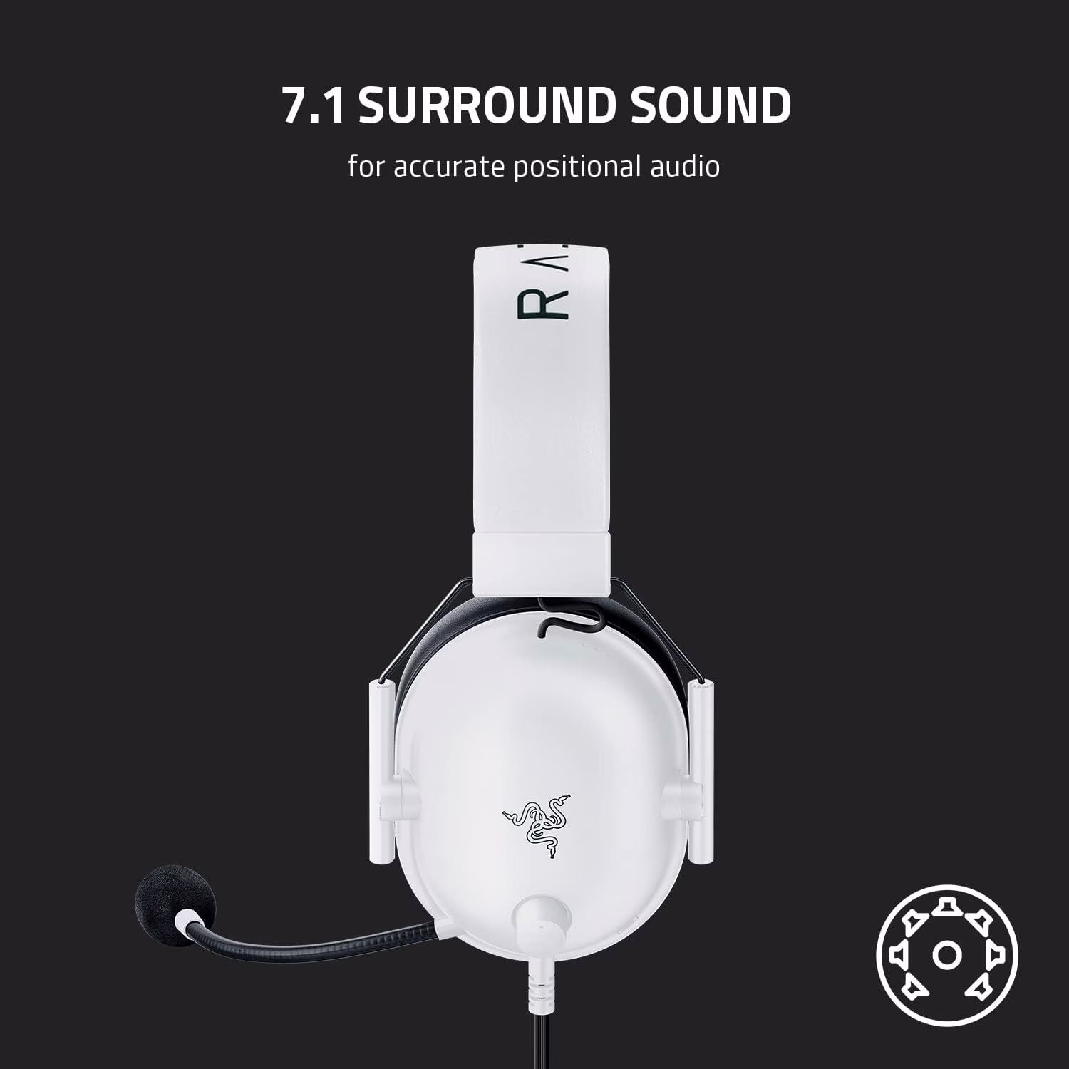 Razer BlackShark V2 X Special White Edition Gaming Headset, 7.1 Surround Sound, Triforce 50mm Drivers, HyperClear Cardioid Mic, PC, PS5, Xbox, Switch | RZ04-03241700-R3M1 thumbnail 7